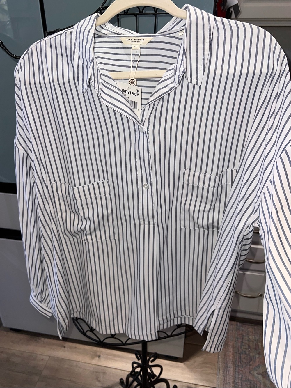 NWT Max Studio London Nordstrom Striped Tunic Blouse XL 5706J72